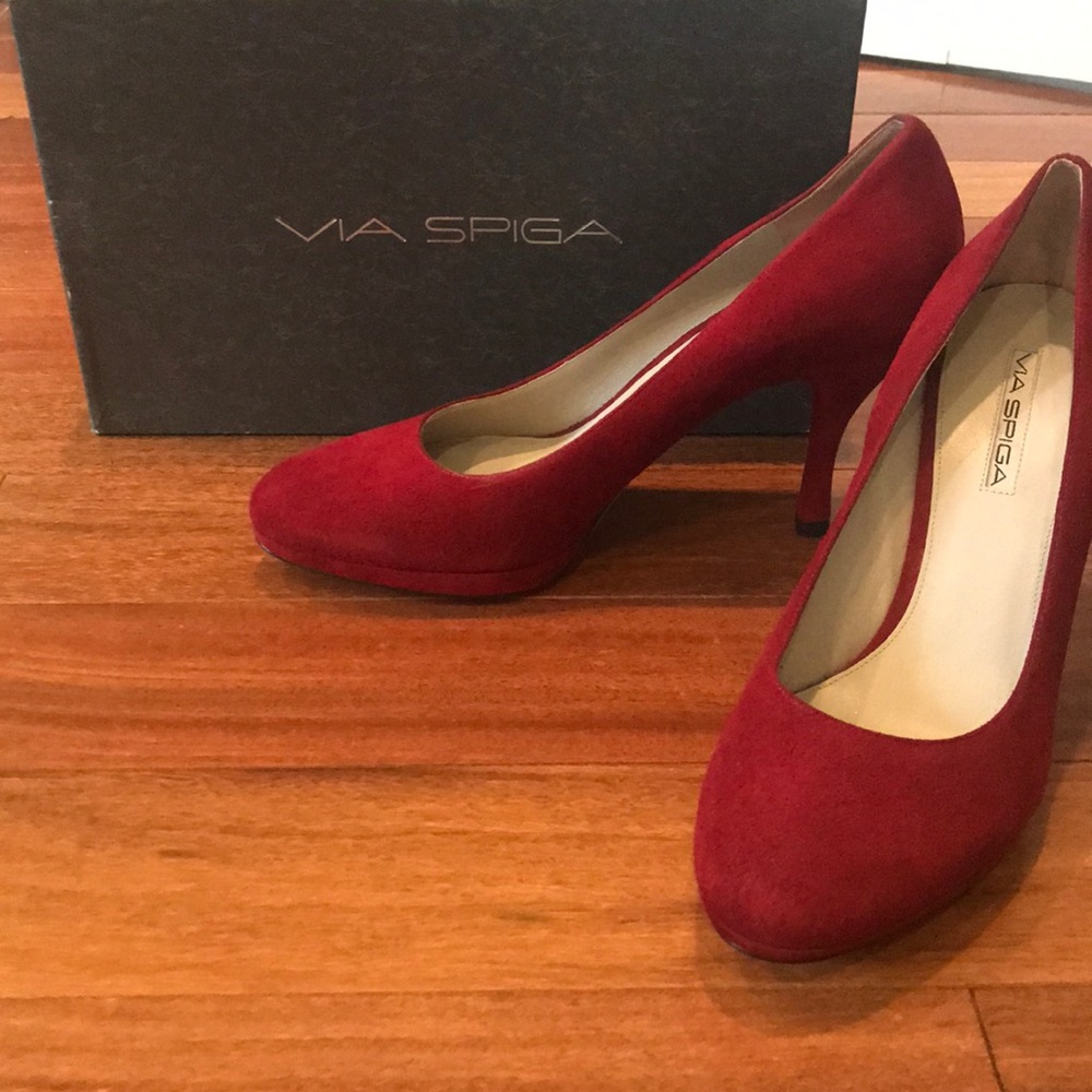 Red suede heels